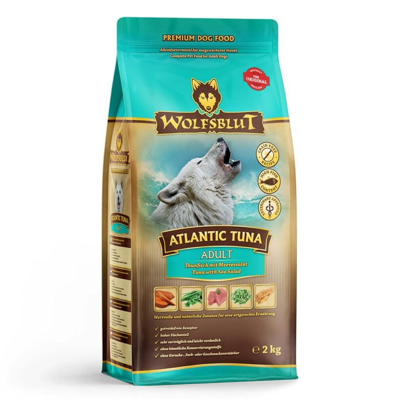 WOLFSBLUT Atlantic Tuna Thunfisch mit Meeressalat Hundetrockenfutter 2 Kilogramm