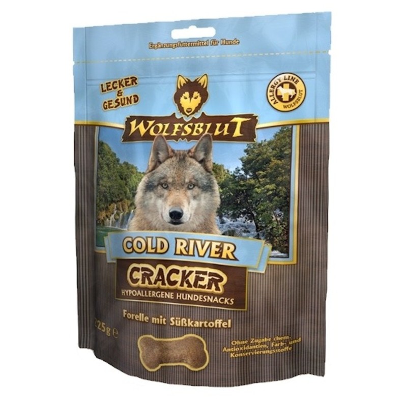 WOLFSBLUT Cracker 225g Hundesnack 6 x 225 Gramm Cold River Forelle mit Süßkartoffel