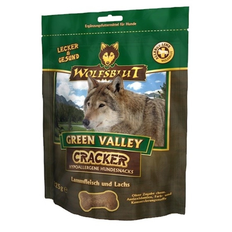 WOLFSBLUT Cracker 225g Hundesnack 6 x 225 Gramm Green Valley Lammfleisch und Lachs