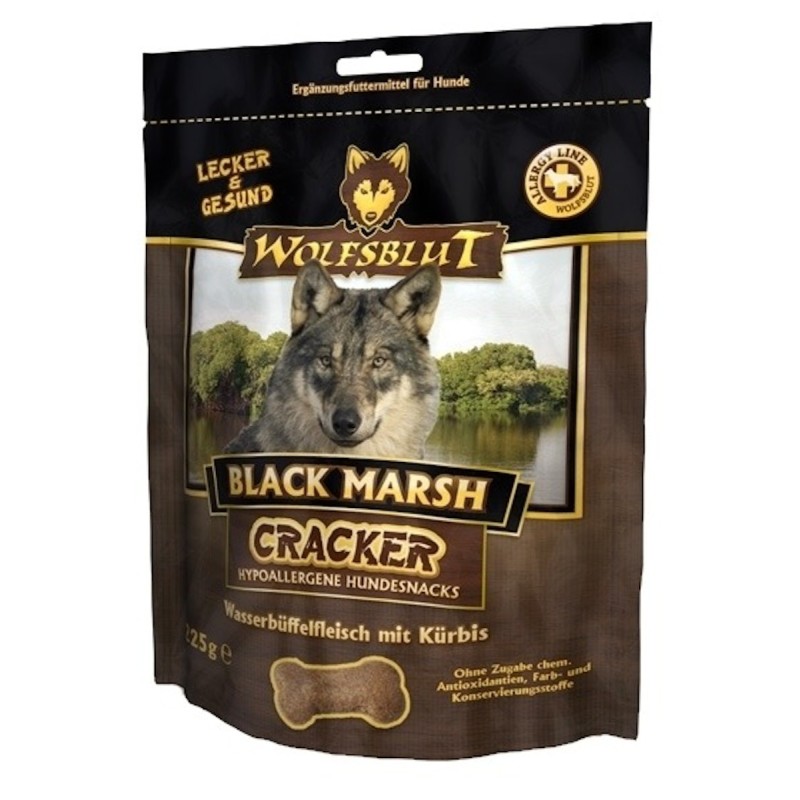 WOLFSBLUT Cracker 225g Hundesnack 6 x 225 Gramm Black Marsh Wasserbüffelfleisch mit Kürbis