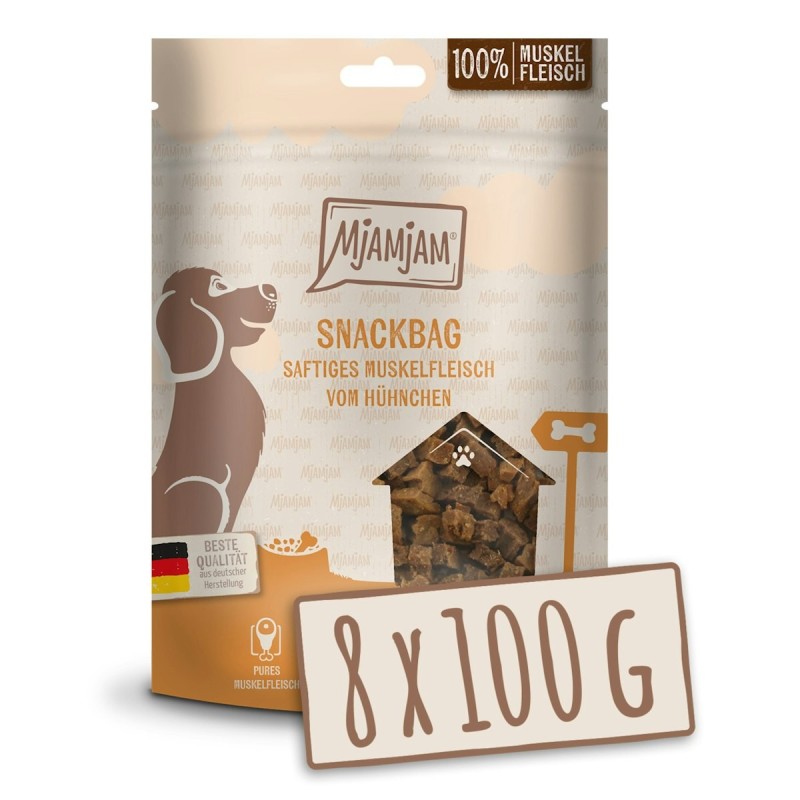 MJAMJAM Snackbag 100 Gramm Hundesnacks Muskelfleisch Multipack 8 x 100 Gramm