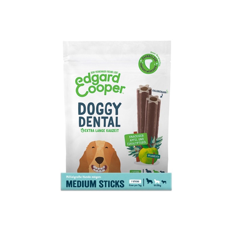 Edgard&Cooper Doggy Dental Apfel und Eukalyptus Hundesnack M 8 x 160 Gramm