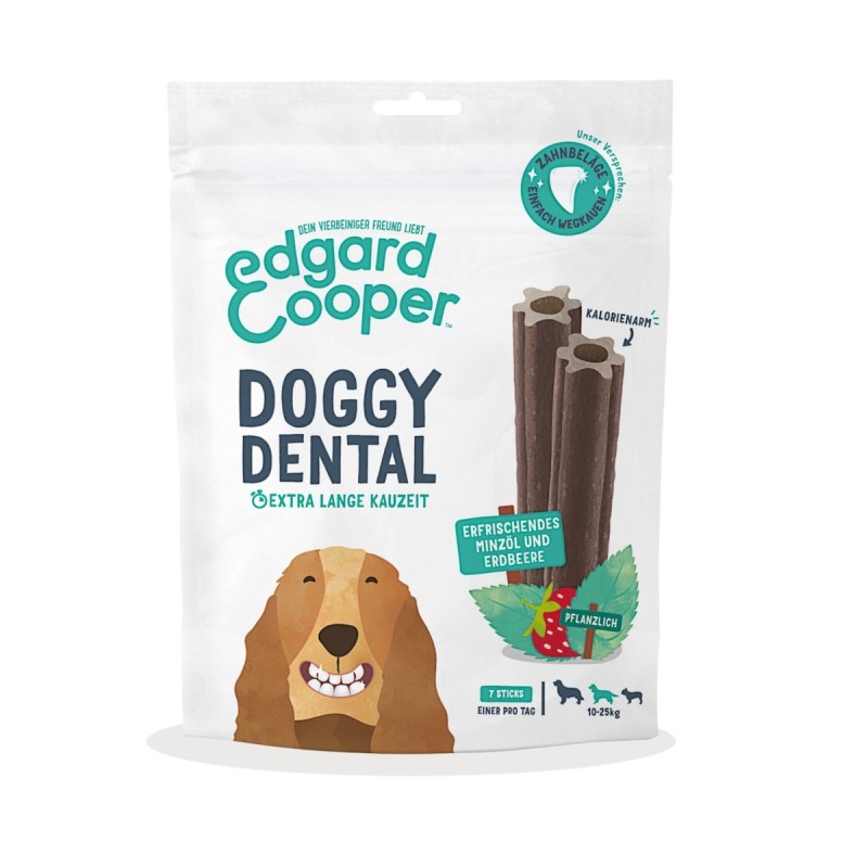 Edgard&Cooper Doggy Dental Minze und Erdbeere Hundesnack M 8 x 160 Gramm