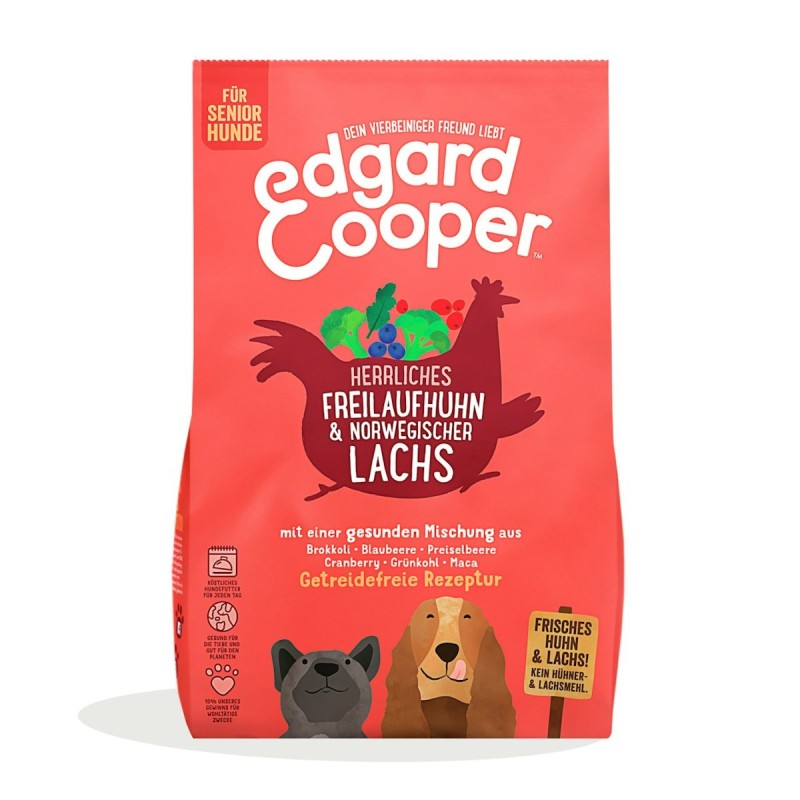 Edgard&Cooper Senior Freilauf-Huhn und Lachs Hundetrockenfutter 12 Kilogramm