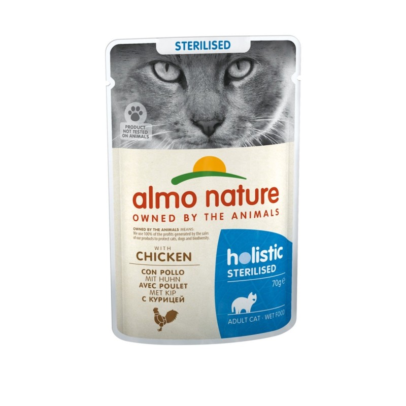 Almo Nature Holistic 70g Beutel Katzennassfutter 30 x 70 Gramm Sterilised Huhn