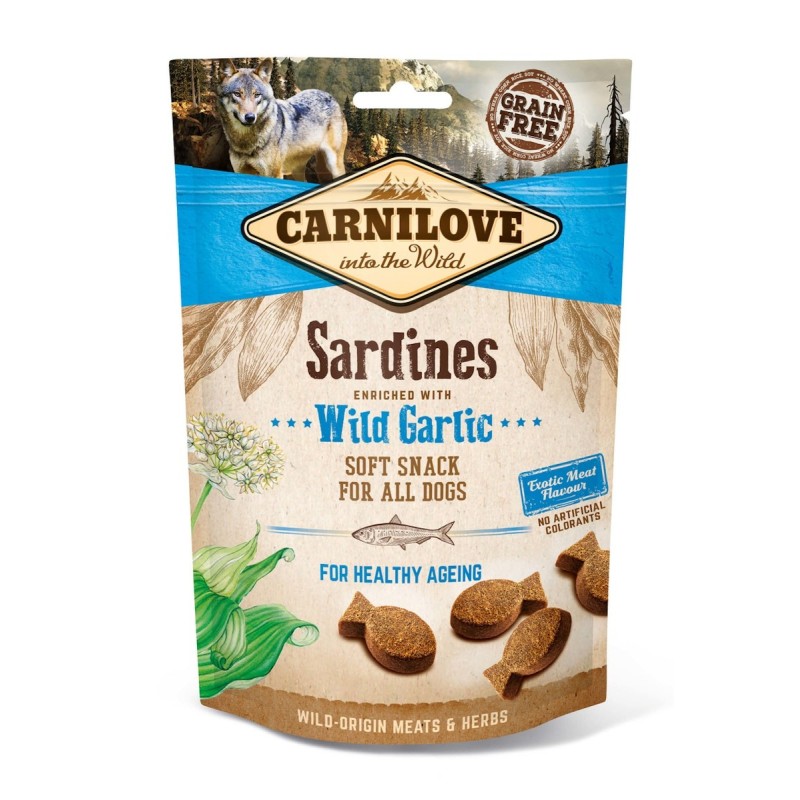 CARNILOVE Soft Snack 200 Gramm Hundesnacks Sparpaket 10 x 200 Gramm Sardines & Wild Garlic