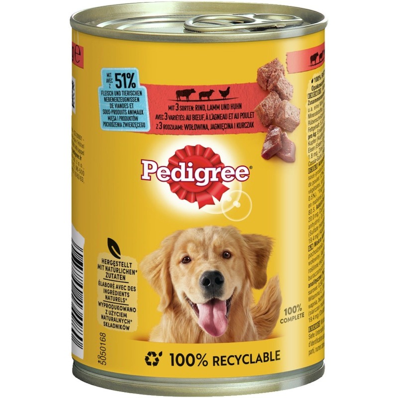 Pedigree Classic 3 Sorten Fleisch Hundenassfutter 12 x 400 Gramm