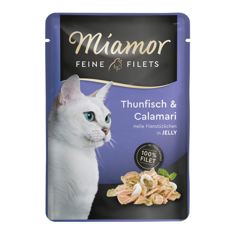 Miamor Feine Filets in Jelly 100g Frischebeutel Katzennassfutter 24 x 100 Gramm Thunfisch & Calamari