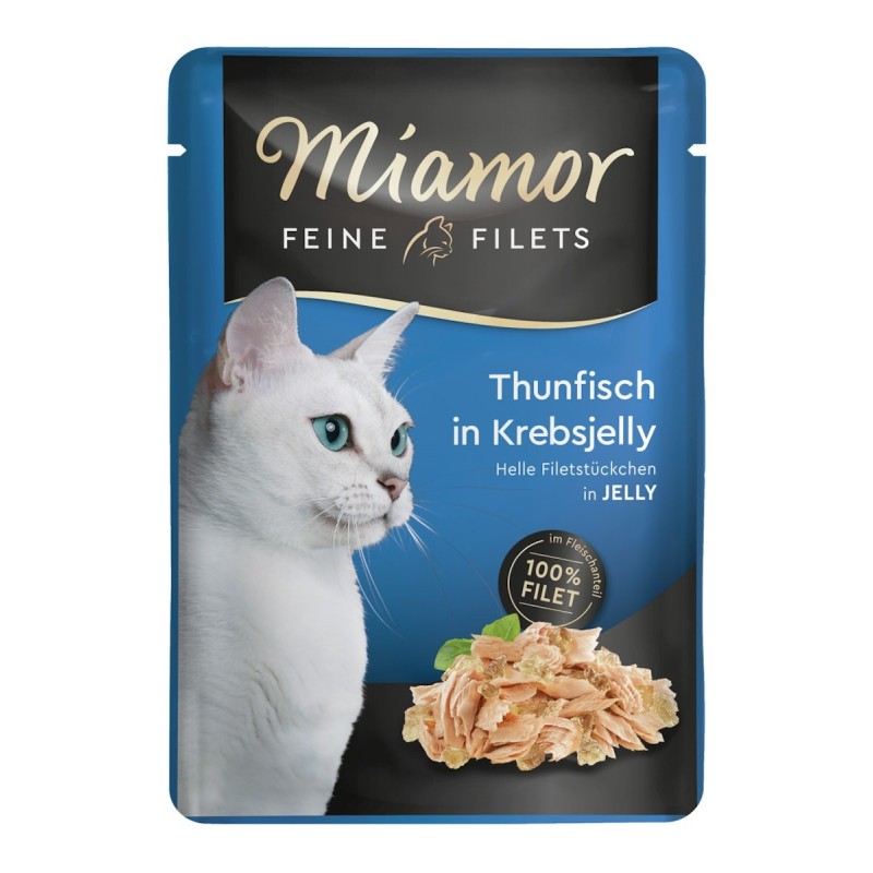 Miamor Feine Filets in Jelly 100g Frischebeutel Katzennassfutter Sparpaket 48 x 100 Gramm Thunfisch in Krebsjelly