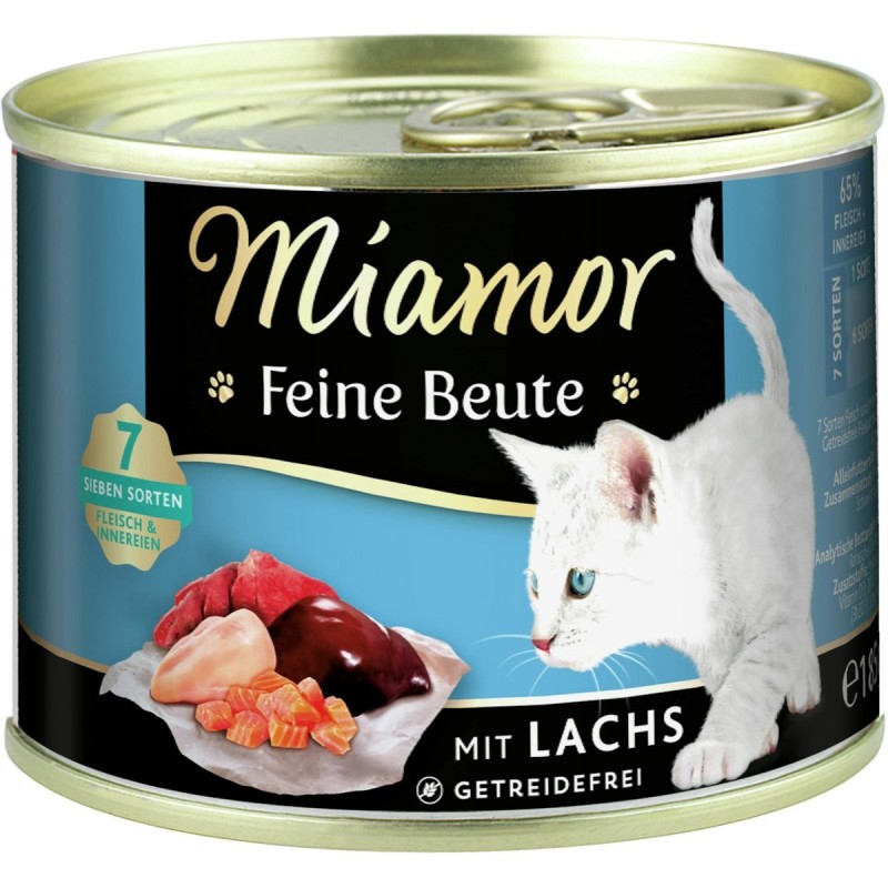 Miamor Feine Beute 185g Dose Katzennassfutter Sparpaket 24 x 185 Gramm Lachs