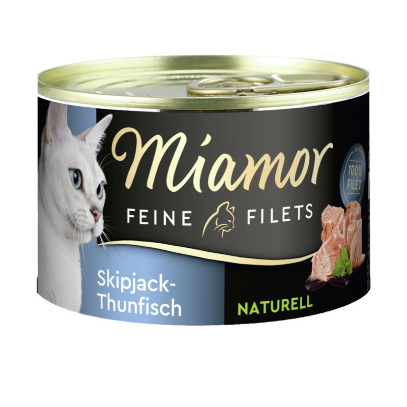 Miamor Feine Filets Naturelle 156g Dose Katzennassfutter Sparpaket 24 x 156 Gramm Skipjack-Thunfisch