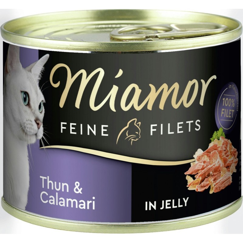 Miamor Feine Filets in Jelly 185g Dose Katzennassfutter 12 x 185 Gramm Thunfisch & Calamari