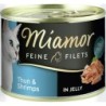 Miamor Feine Filets in Jelly 185g Dose Katzennassfutter Sparpaket 24 x 185 Gramm Thunfisch & Shrimps