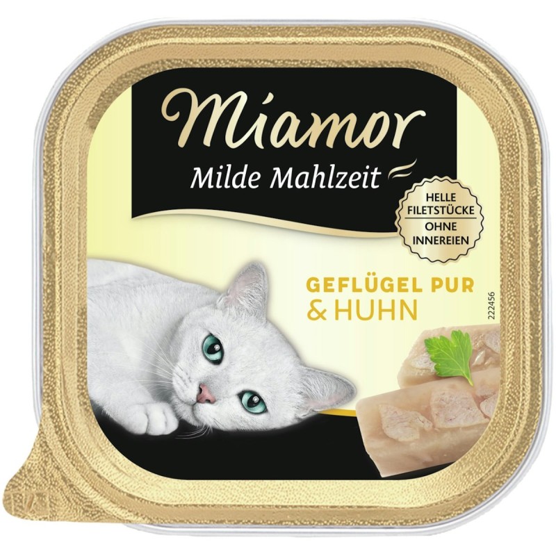 Miamor Milde Mahlzeit 100g Schale Katzennassfutter Sparpaket 32 x 100 Gramm Geflügel Pur & Huhn