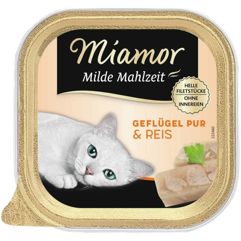 Miamor Milde Mahlzeit 100g Schale Katzennassfutter Sparpaket 32 x 100 Gramm Geflügel Pur & Reis