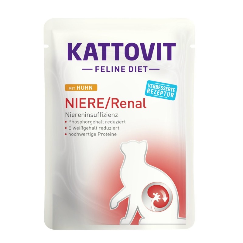 KATTOVIT Feline Diet Niere/Renal 85g Beutel Katzennassfutter Diätnahrung Sparpaket Huhn 48x85g