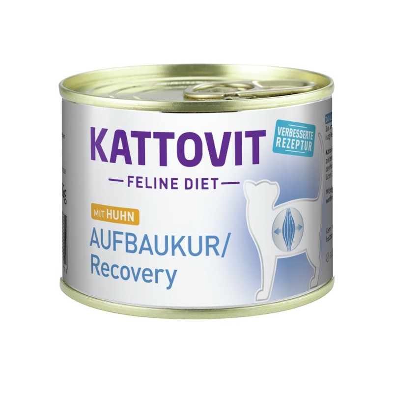 KATTOVIT Feline Diet Aufbaukur Huhn 185g Dose Katzennassfutter Diätnahrung Sparpaket 24 x 185 Gramm mit Huhn