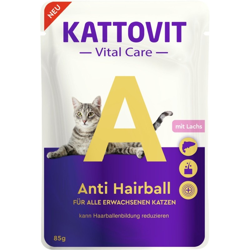 KATTOVIT Vital Care 85 Gramm Diätfutter Sparpaket 48 x 85 Gramm Anti Hairball