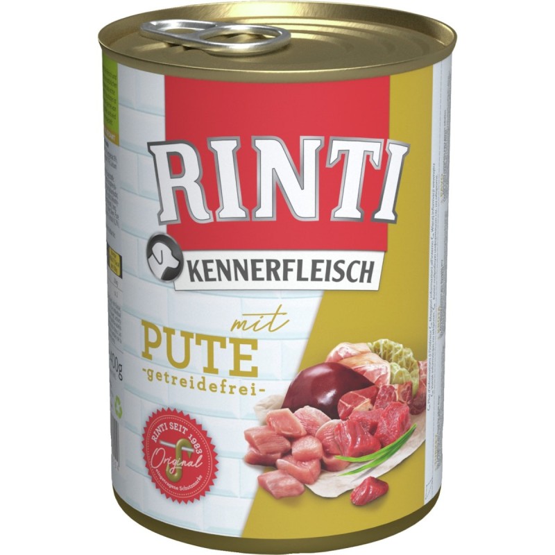 RINTI Kennerfleisch 400g Dose Hundenassfutter 24 x 400 Gramm Pute