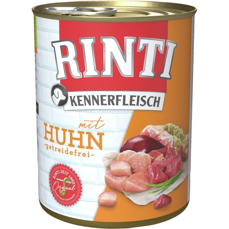 RINTI Kennerfleisch 800g Dose Hundenassfutter Sparpaket 24 x 800 Gramm Huhn