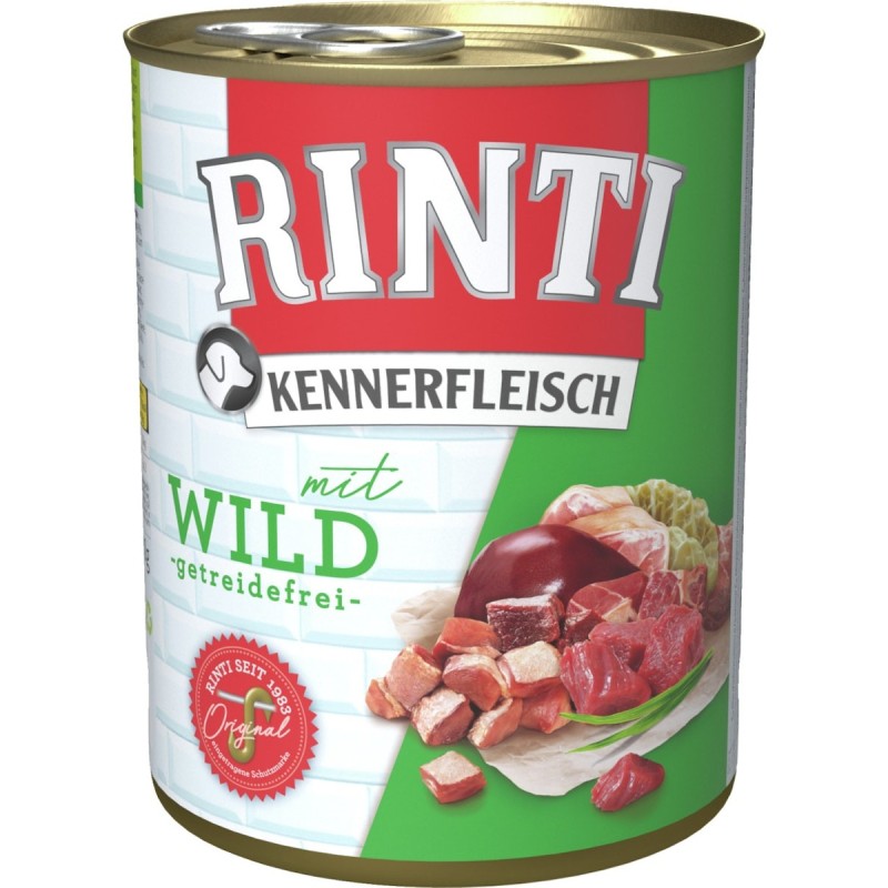 RINTI Kennerfleisch 800g Dose Hundenassfutter Sparpaket 24 x 800 Gramm Wild