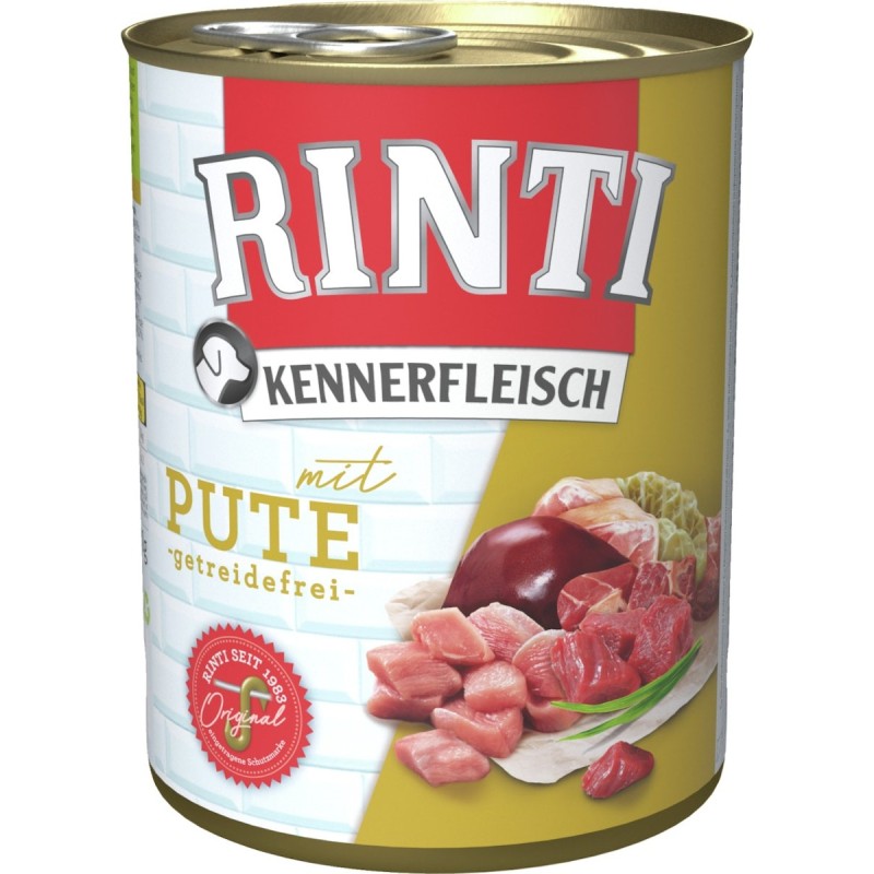 RINTI Kennerfleisch 800g Dose Hundenassfutter Sparpaket 24 x 800 Gramm Pute