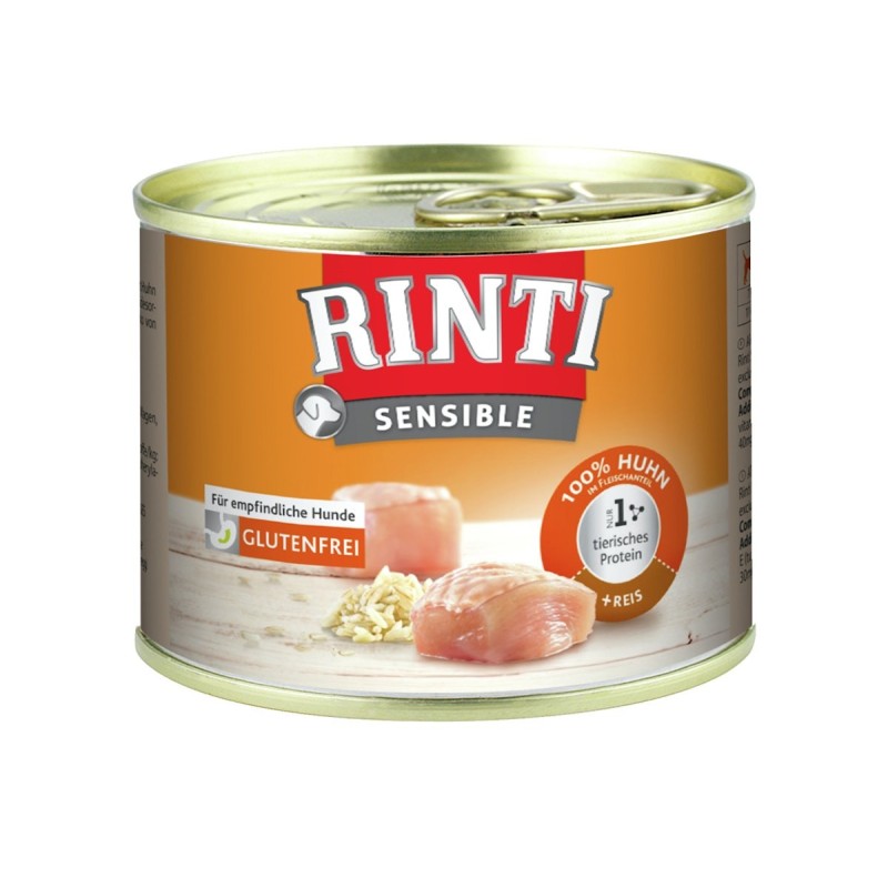 RINTI Sensible 185g Dose Hundenassfutter Sparpaket 24 x 185 Gramm Huhn & Reis