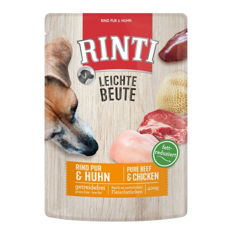 RINTI Leichte Beute 400g Frischebeutel Hundenassfutter Sparpaket 20 x 400 Gramm Rind Pur & Huhn