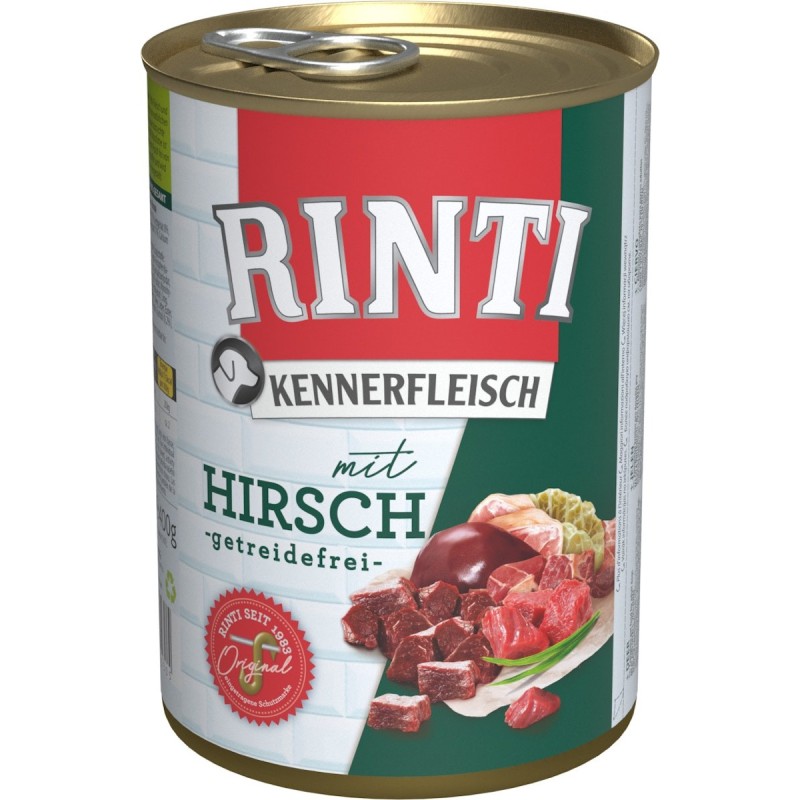 RINTI Kennerfleisch 400g Dose Hundenassfutter 24 x 400 Gramm Hirsch