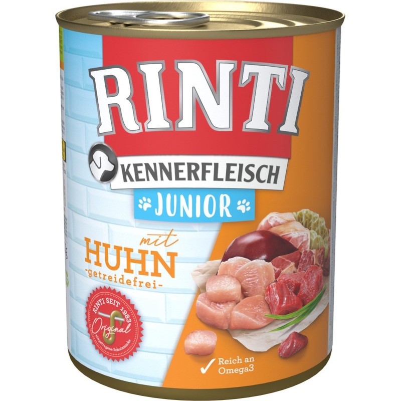 RINTI Kennerfleisch Junior 800g Dose Hundenassfutter Sparpaket 24 x 800 Gramm Huhn