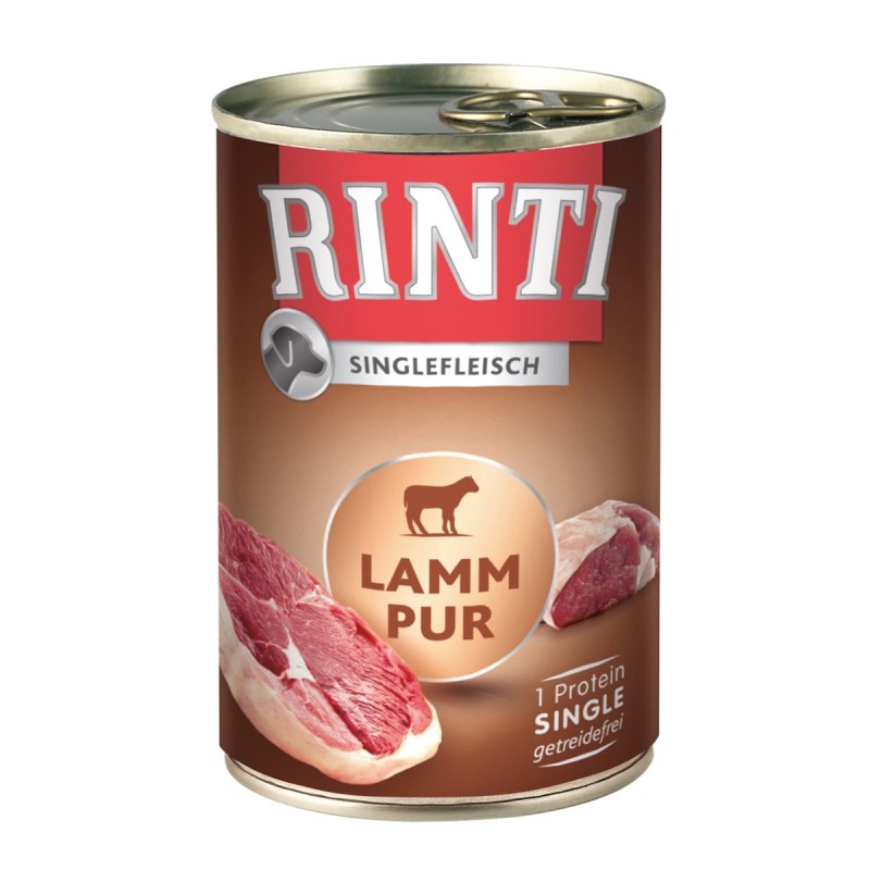 RINTI Singlefleisch 400g Dose Hundenassfutter 48 x 400 Gramm Lamm Pur