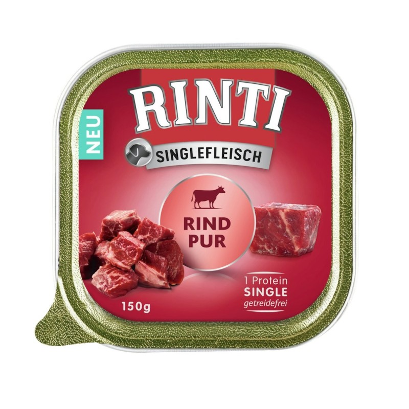 RINTI Singlefleisch 150g Hundenassfutter Sparpaket 20 x 150 Gramm Rind Pur