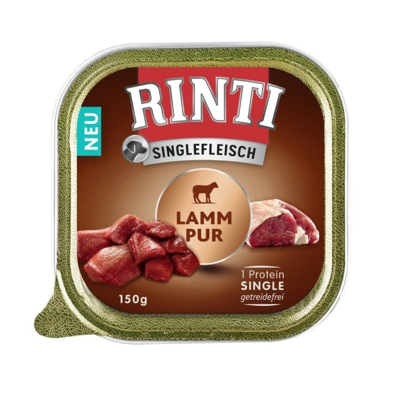 RINTI Singlefleisch 150g Hundenassfutter Sparpaket 20 x 150 Gramm Lamm Pur