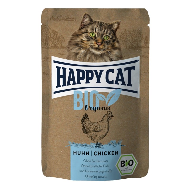 HAPPY CAT BIO Organic 85 Gramm Katzennassfutter Sparpaket 24 x 85 Gramm Huhn