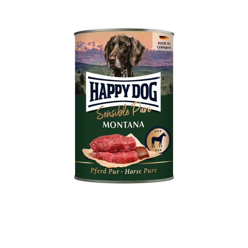 HAPPY DOG Sensible Pure 400g Hundenassfutter Sparpaket 12 x 400 Gramm Montana Pferd