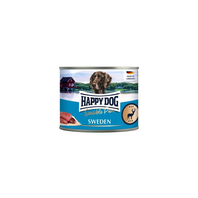 HAPPY DOG 200 Gramm Hundenassfutter Sparpaket 12 x 200 Gramm Sensible Pure Sweden Wild Pur