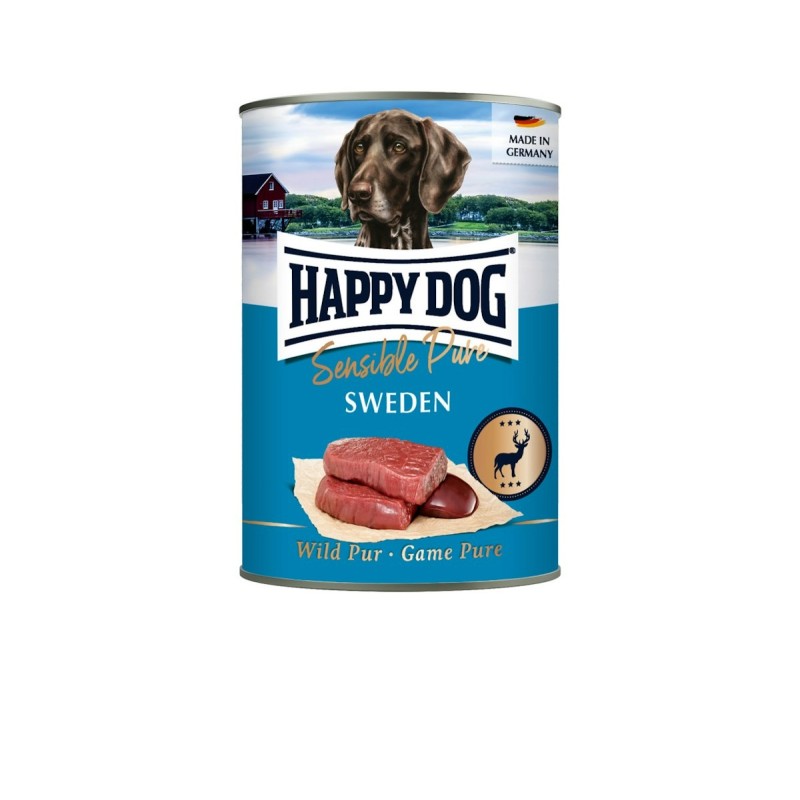 HAPPY DOG 400 Gramm Hundenassfutter Sparpaket 12 x 400 Gramm Sensible Pure Sweden Wild Pur