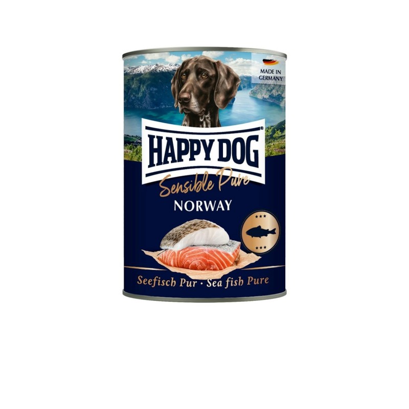 HAPPY DOG Sensible Pure 400g Hundenassfutter Sparpaket 12 x 400 Gramm Norway Seefisch