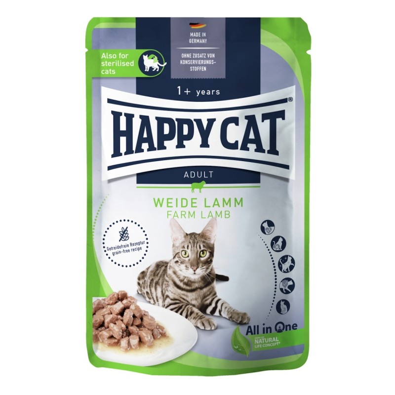 HAPPY CAT Meat in Sauce Culinary 85 Gramm Katzennassfutter Sparpaket 40 x 85 Gramm Weide-Lamm