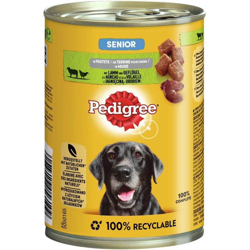 Pedigree Senior 400 Gramm Hundenassfutter Sparpaket 24 x 400 Gramm Lamm mit Geflügel