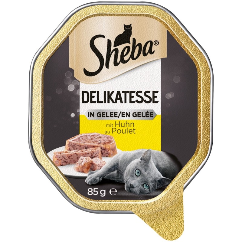 Sheba Delikatesse Gelee 85 Gramm Katzennassfutter 22 x 85 Gramm Geschnetzeltes mit Huhn