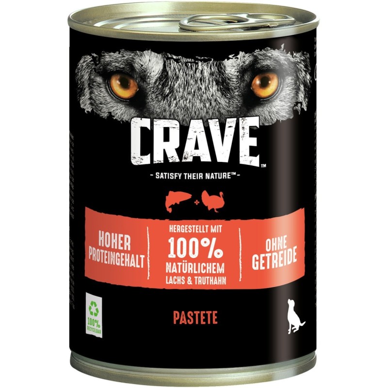 CRAVE 400 Gramm Hundenassfutter Sparpaket 12 x 400 Gramm Lachs & Truthahn