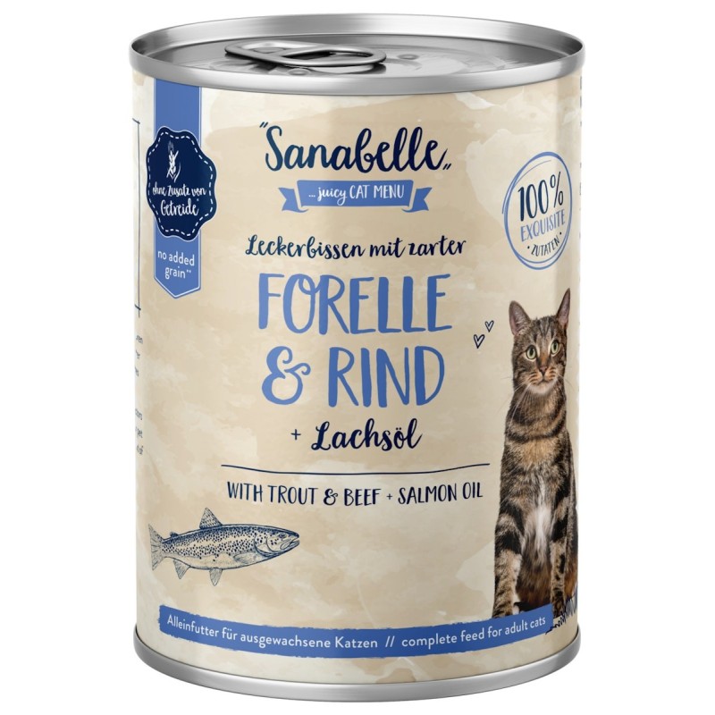 Sanabelle Adult Leckerbissen 400g Katzennassfutter Sparpaket 12 x 400 Gramm Forelle & Rind