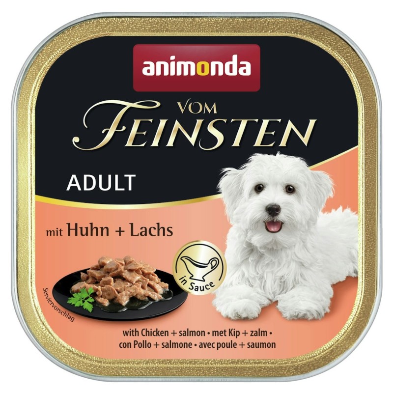 animonda Vom Feinsten Adult in Sauce 150g Schale Hundenassfutter 22 x 150 Gramm Huhn + Lachs