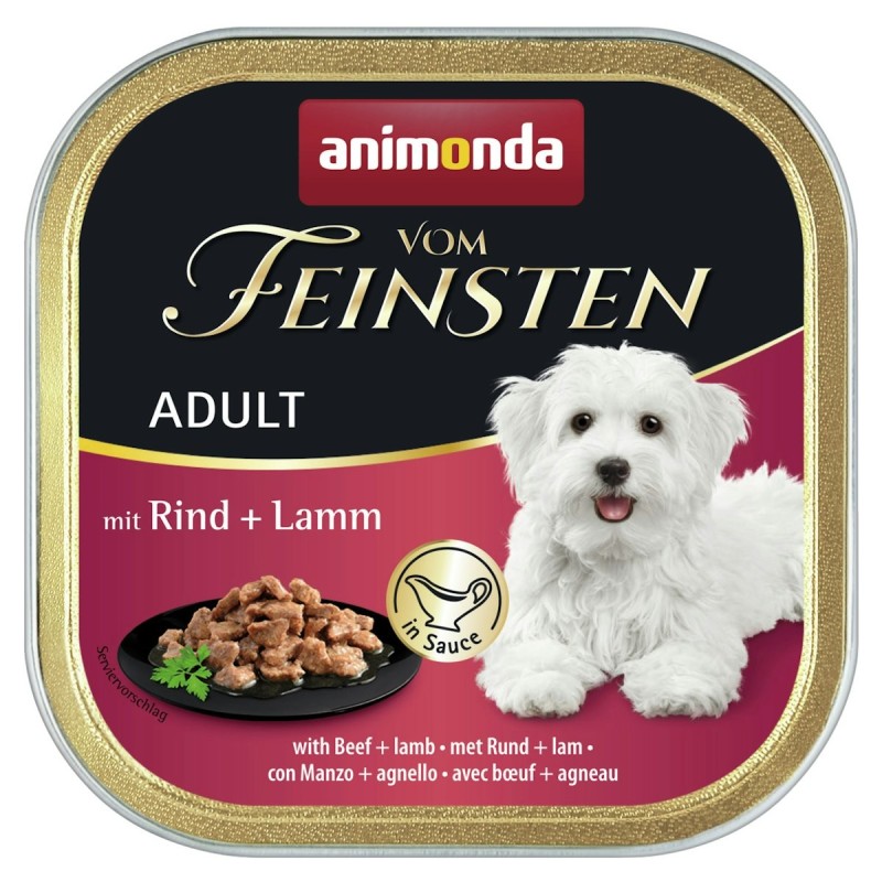 animonda Vom Feinsten Adult in Sauce 150g Schale Hundenassfutter Sparpaket 44 x 150 Gramm Rind + Lamm