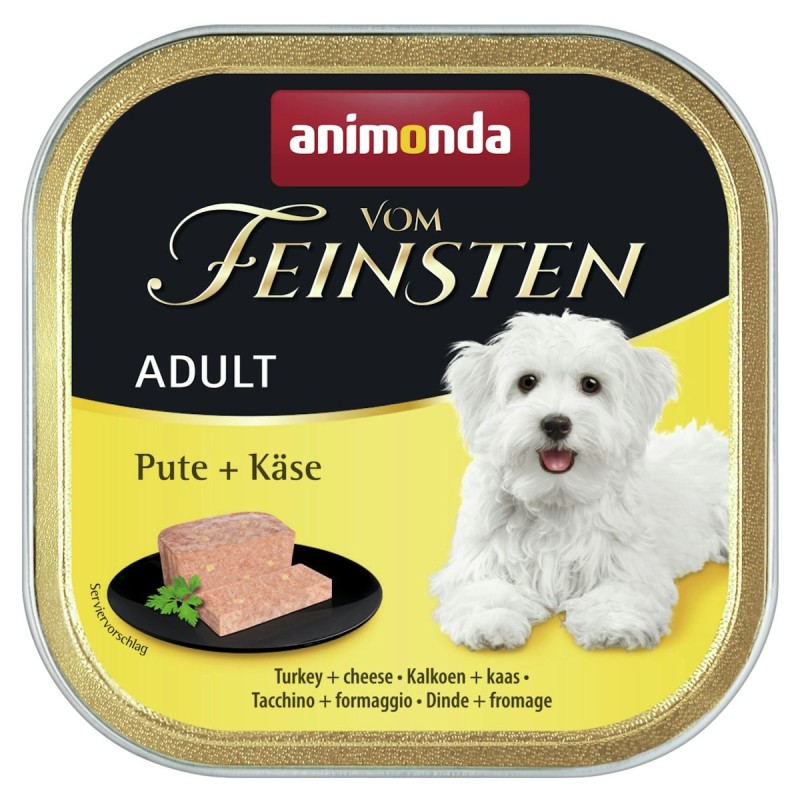 animonda Vom Feinsten Adult 150g Schale Hundenassfutter Sparpaket 44 x 150 Gramm Pute + Käse