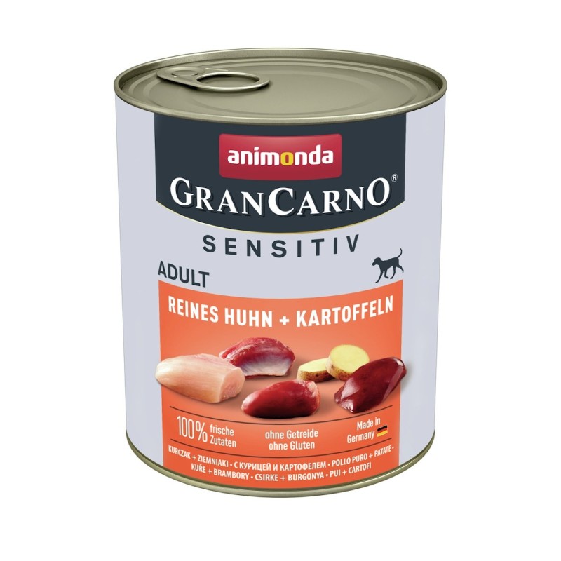 animonda Gran Carno Sensitive Adult 800g Dose Hundenassfutter Sparpaket 12 x 800 Gramm Reines Huhn + Kartoffeln