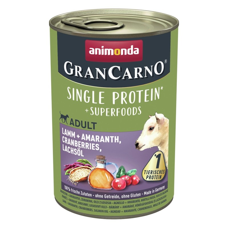 animonda Gran Carno Superfoods 400g Dose Hundenassfutter Sparpaket 12 x 400 Gramm Lamm + Amaranth, Cranberries, Lachsöl