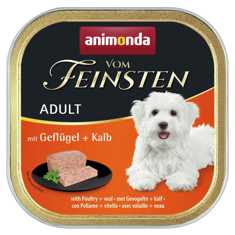 animonda Vom Feinsten Adult 150g Schale Hundenassfutter 22 x 150 Gramm Geflügel + Kalb