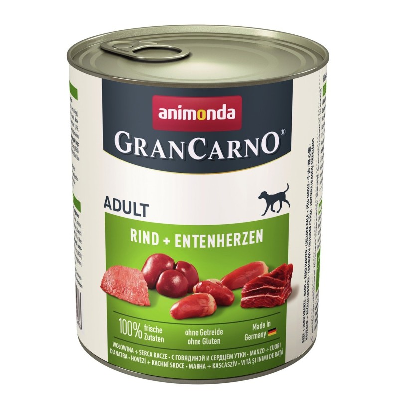 animonda Gran Carno Adult 800g Dose Hundenassfutter Sparpaket 12 x 800 Gramm Rind + Entenherzen